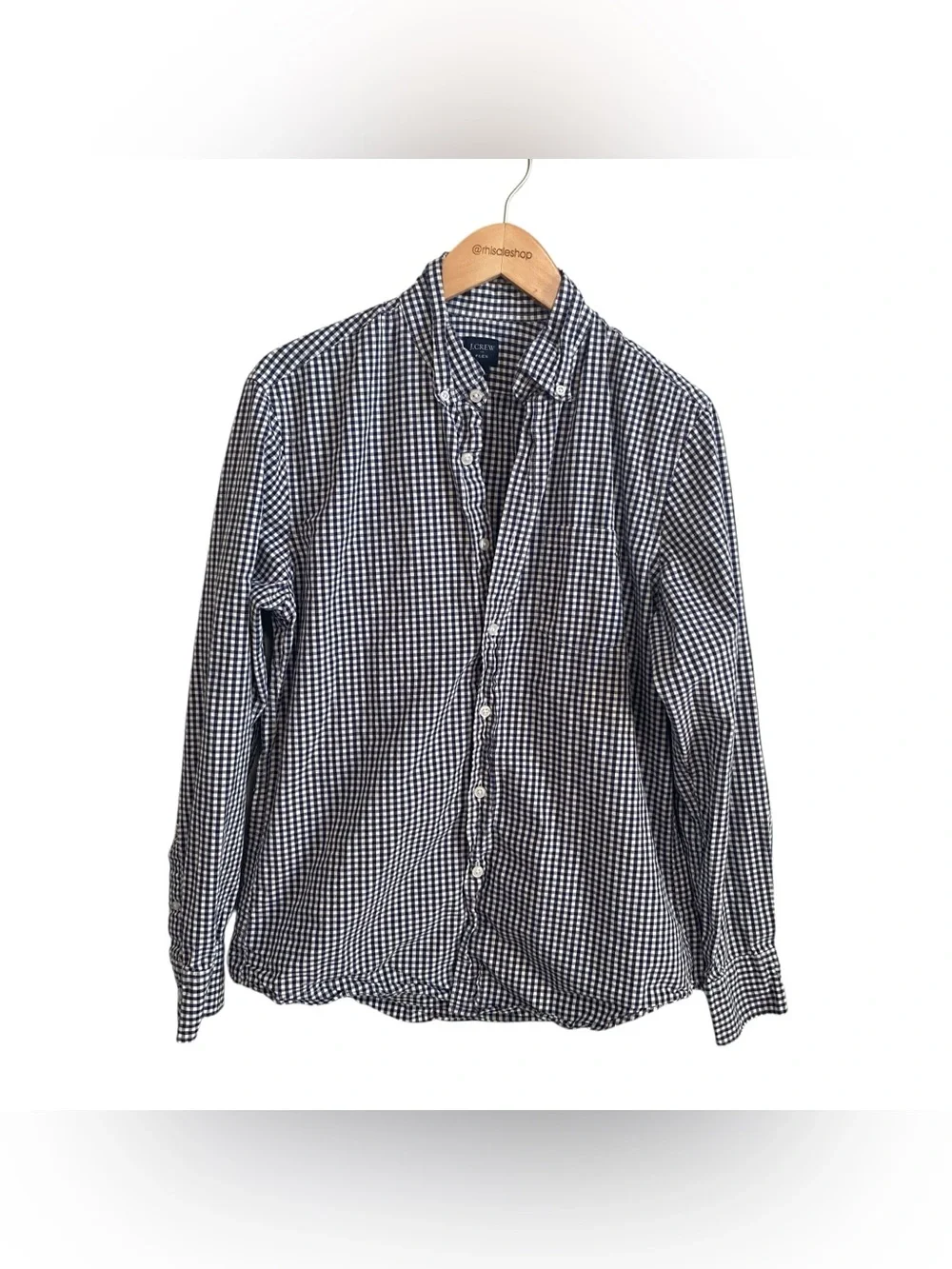 J.Crew Men's Flex Navy White Gingham Long Sleeve Button Down Shirt Size Medium